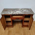 Vintage Antiek Bureau Buro Sidetable Kaptafel Marmer Blad thumbnail 4
