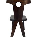 Vintage Brutalist Eiken Stoel Jaren 60 Massief Hout thumbnail 15