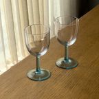 Set Of 6 Vintage Blue Stem Wine Glasses thumbnail 2