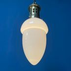 Opaline Glazen Hanglamp Met Sierlijk Messing Armatuur thumbnail 11