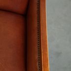 Luxe, Statige Set Van 2 Cognac Kleurige Rundleren Art Deco Design Fauteuils thumbnail 10