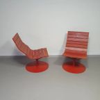 Marcus Arvonen Voor Ikea (ps 2009) - 2 Rode Draaifauteuils Brygga thumbnail 3
