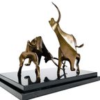 Bronzen Beeld “Fighting Bulls” Op Marmeren, John Mulvey 1978 thumbnail 8