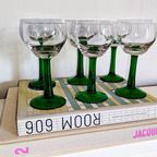6X Vintage Duitse / Moezel Wijnglazen Groene Steel thumbnail 3