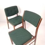 2 Vintage Teak Houten Stoelen Groen Gestoffeerd De Ploeg thumbnail 6
