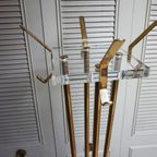 Goudkleurige Vintage Staande Kapstok In Hollywood Regency Stijl - Messing En Plexiglas thumbnail 2