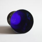 Vintage Iridised Blue Cobalt Glass Vase thumbnail 9