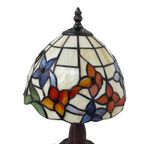 Tiffany Style Table Lamp - Stained Glass Shade And Decorative Base - Ca. 1980’S (No Cracks) thumbnail 5