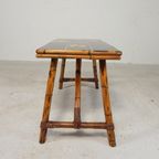 Rotan En Bamboe Salontafel Met Tegels, Tegeltafel, Jaren 50 thumbnail 3