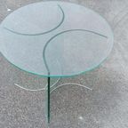 Vintage Postmodern Glazen Bijzettafel, Rond thumbnail 4