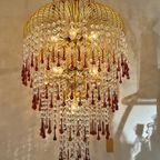 Xxl Murano Teardrop Kroonluchter Hanglamp Vintage Goud Frame thumbnail 11
