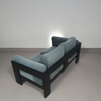 Two-seat Sofa “bastiano” From Afra & Tobia Scarpa For Gavina, Italy 60s. Black Solid Wood Frame A thumbnail 8