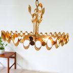 Retro Vintage Hanglamp Hollywoodregency Jaren 60 Goud Kleur thumbnail 5