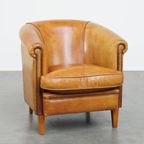 In Goede Staat Verkerende Charmante Schapenleren Clubfauteuil Met Een Warme Kleurstelling thumbnail 7