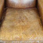 Comfortabele, Karaktervolle Fauteuil/armchair Gemaakt Van Schapenleer Met Een Leuk Design thumbnail 7