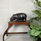 Xl Sculptuur Nijlpaard In Tropisch Hardhout thumbnail 3