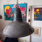 Vintage Metalen Franse Industriele Hanglamp. thumbnail 2