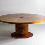 Grote Ronde Mid-Century Wortelhouten Eettafel 186Cm, 1960 thumbnail 2