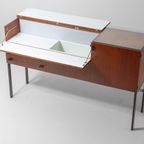 Zeldzame Mid-century Roger De Winter Cocktail Bar In Teak Met Bijhorende Krukken, 1960 thumbnail 5