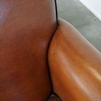 Zeer Mooie, In Goede Staat Verkerende, Cognac Kleurige Schapenleren Bank thumbnail 11