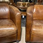 2 X Vintage Aviator Fauteuils In Generfd Cognac Leer Piloten Stoelen thumbnail 5