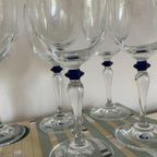 6X Wijnglas Donkerblauw Bolletje Vintage thumbnail 4