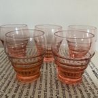 5X Vintage Borrel / Shotglazen Roze thumbnail 2