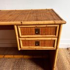 Rotan Bamboe Bureau Italiaans Design Vintage thumbnail 7