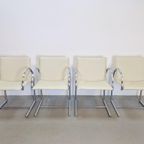 4 X Vintage Metaform Cirkel Rvs Stoel Nieuw Leer Japandi '80 thumbnail 16