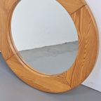 Vintage Pine Wood Ronde Spiegel Scandinavisch ’70 Retro thumbnail 7