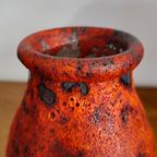 Vintage Fatlava Keramiek Vaas Vaasje Oranje Rood Paars thumbnail 7