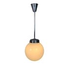 Art Deco Hanglamp Met Witte Bol, Jaren 30 thumbnail 2