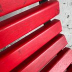 Red Slatted Chair With Black Metal Frame thumbnail 10