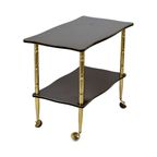 Vintage Franse Bar Trolley Houtfineer Goud Messing Tv-Meubel Jaren 50 Design thumbnail 2