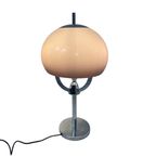 Mushroom Table Lamp - Pink Acrylic Shade - Chrome Base And Multiple Sockets thumbnail 2