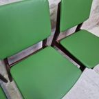 Nieuw Bekleed 4 Vintage Eetkamerstoelen Opnieuw Bekleed Groene Stoelen thumbnail 7