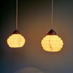 Paar Art Deco Hangers In Gemarmerd Opaline, 1920-30 thumbnail 7