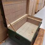 Hutkoffer, Kist, Groen Met Houten Latjes thumbnail 15