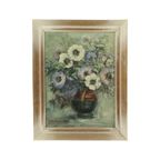 Vintage Bloemen Stilleven Amateur Schilderij Ingelijst Gesigneerd thumbnail 7