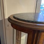 Ovale Vitrinekast Met Bol Glas, Messing Klauwpoten, 150 Cm Hoog thumbnail 4
