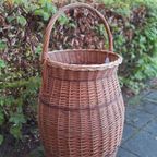 Grote Vintage Gevlochten Rieten Mand Met Hengsel, Korf thumbnail 2