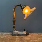 Antieke Art Nouveau Tafellamp Met Matglazen Kapje thumbnail 17