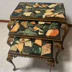 Vintage Nesting Tables / Mimiset Met Onyx Bladen Regency Stijl thumbnail 8