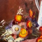 Marcel Van Den Plas (1939 - 2019). Stilleven Met Bloemen En Vruchten. thumbnail 7