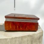 Vintage Italiaans Oranje Albasten Kistje (handcarved) thumbnail 3