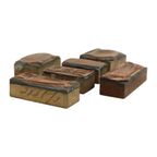 Antieke Printer Plaat Gravure Drukblok Bloemen Koper Hout Set Van 6 thumbnail 2