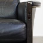 Zeer Statige Zwarte Rundleren Design Fauteuil/armchair Van Giorgetti Met Een Uitmuntend Zitcomfor thumbnail 12
