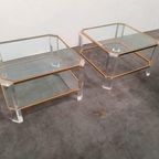 Hollywood Regency Messing Glas Tafel Set 70S thumbnail 3