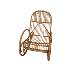Vintage Rotan Schommelstoel Met Kussen thumbnail 4