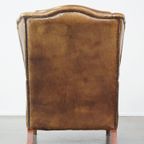Charmante Schapenleren Oorfauteuil Met Een Mooi Patina En Een Goed Zitcomfort thumbnail 5
